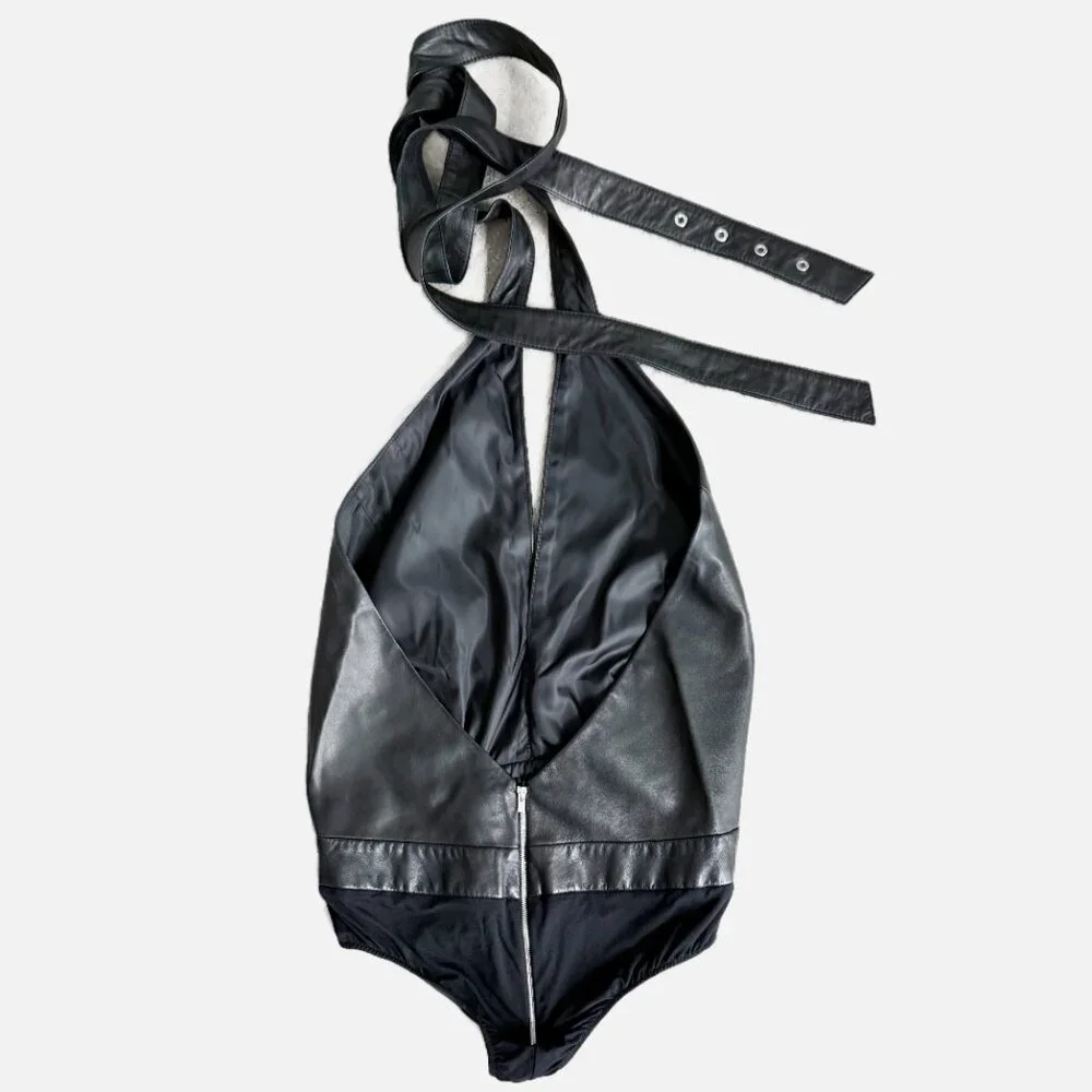 Magda Butrym Black Leather Wrap Halter Bodysuit 8 - Picture 3 of 13